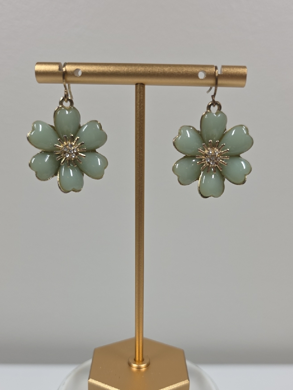 Green Floral Drop Earrings - Women Jewelry